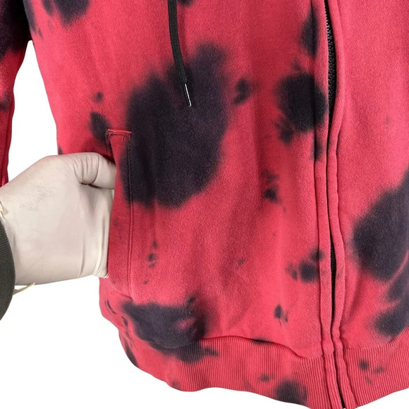 NWT AD Mens S Womens M Hoodie Red Black Tie-Dye Skull Graphic Hoodie Jacket - Picture 9 of 16